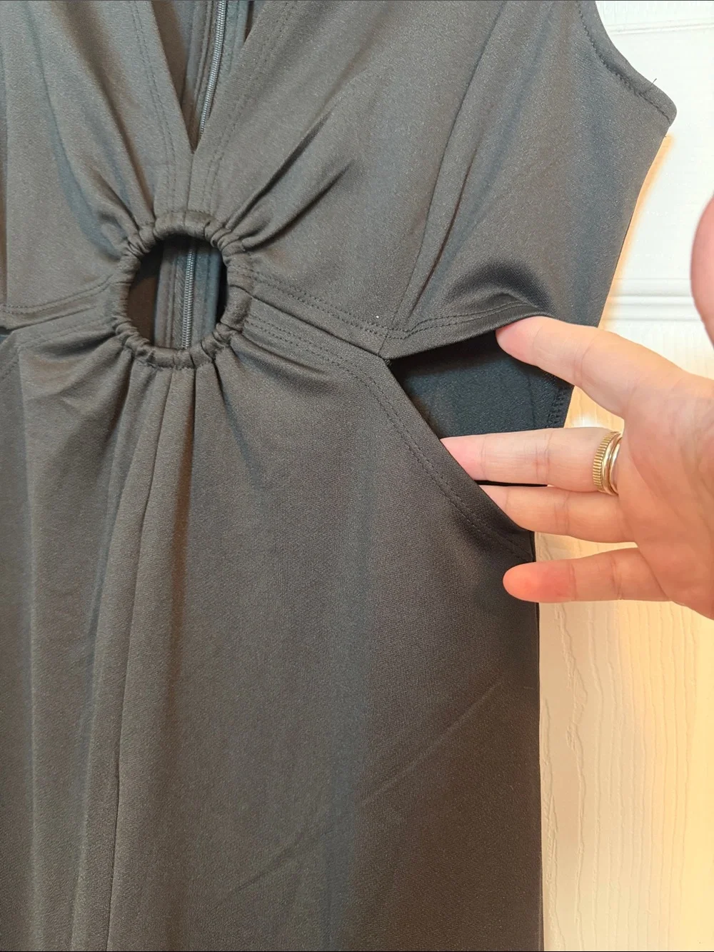 one clothing Black Sleeveless Ring-Front Flare Jumpsuit